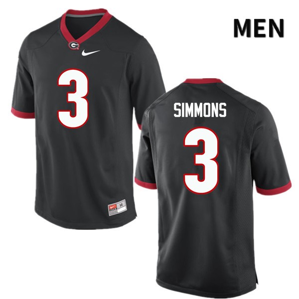 Georgia Bulldogs Men's Tyler Simmons #3 Black Stitched College UGA Football Jersey 23BR017MC